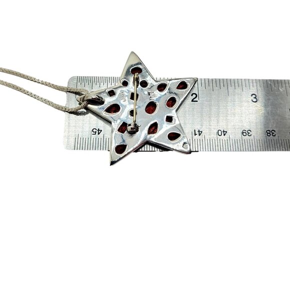 Nicky Butler Vintage Garnet gemstone Star Pendant Brooch .925 Sterling Silver - Picture 15 of 15